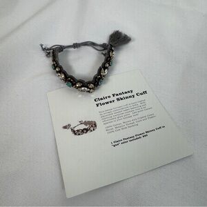 🆕 Deepa Gurnani Flower Skinny Cuff Bracelet - Gray with Teal & Gold Accents 🆕